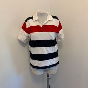 VTG Kid's Tommy Hilfiger Polo Shirt 90s Colorblock Thick Logo Blue Red Large